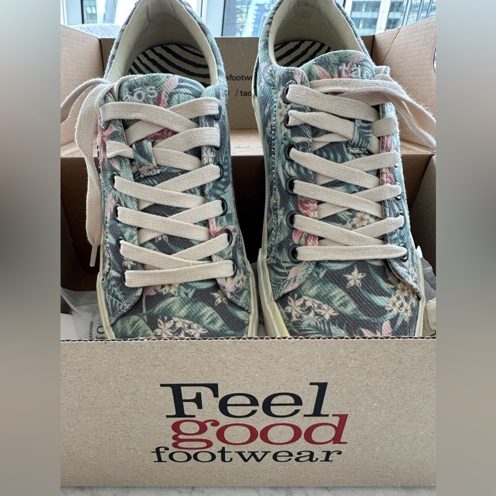 Taos Floral Canvas Sneakers, Size 8